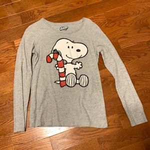 Grey Christmas snoopy long sleeve t-shirt